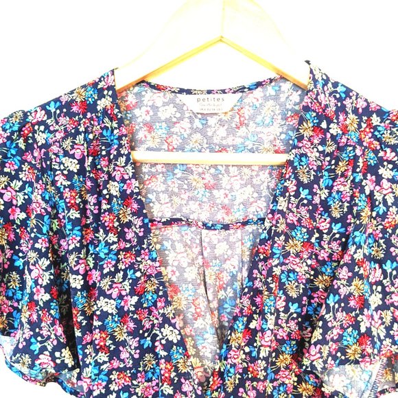 MISS Selfridge floral print blue wrap dress - Picture 3 of 3